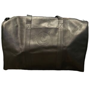 Boutonne black real leather weekender bag